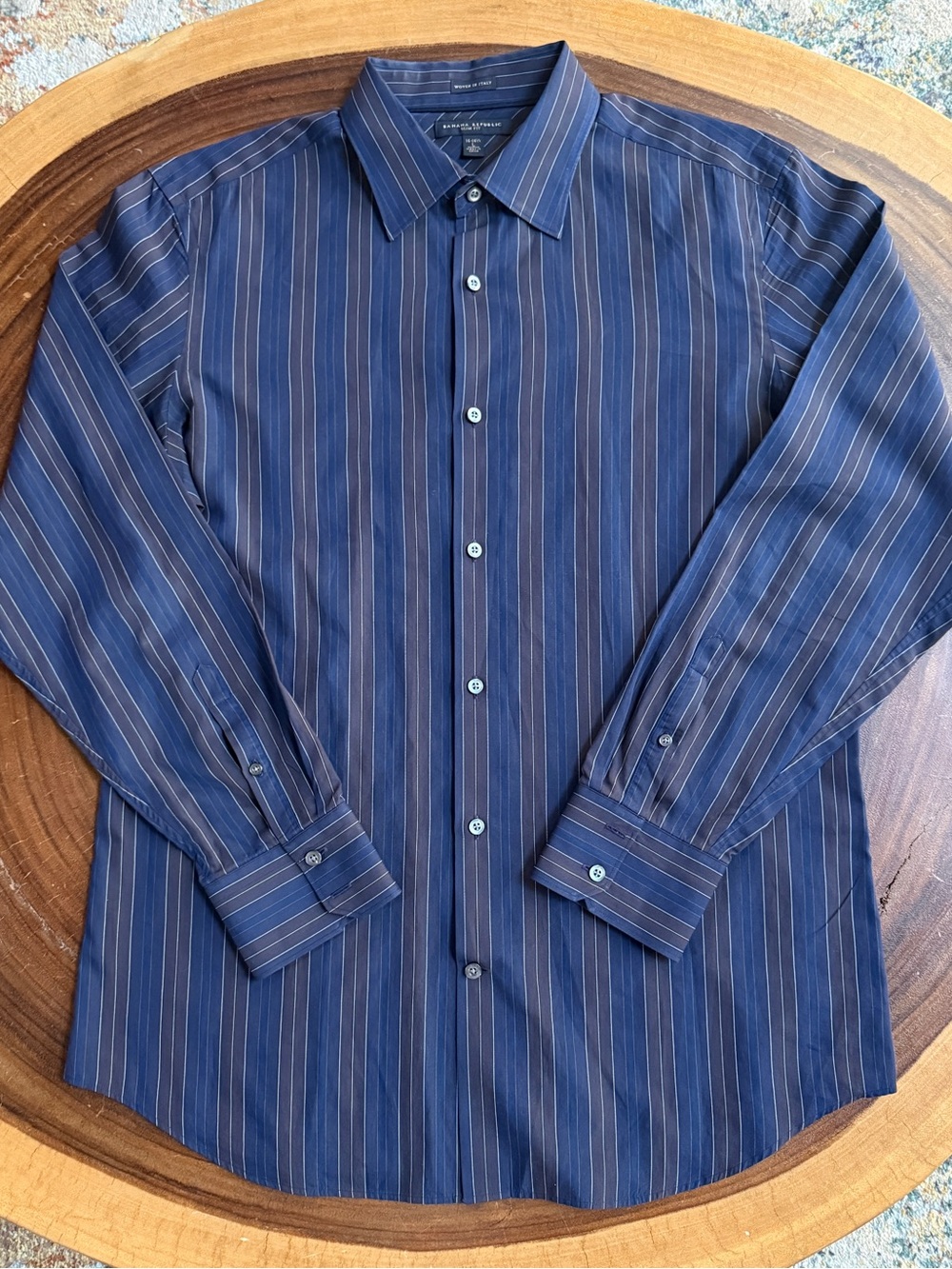 Banana Republic Men’s Navy Blue Striped Dress Shirt